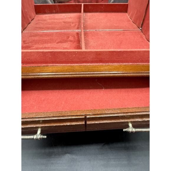 VTG Commodore Collection By Rosalco Wood and Etched Glass Jewelry Box Large - Picture 3 of 11